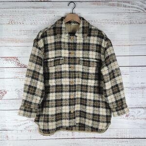 Banana Republic Womens MP Plaid Italian Boucle Shirt Jacket Shacket Oversized